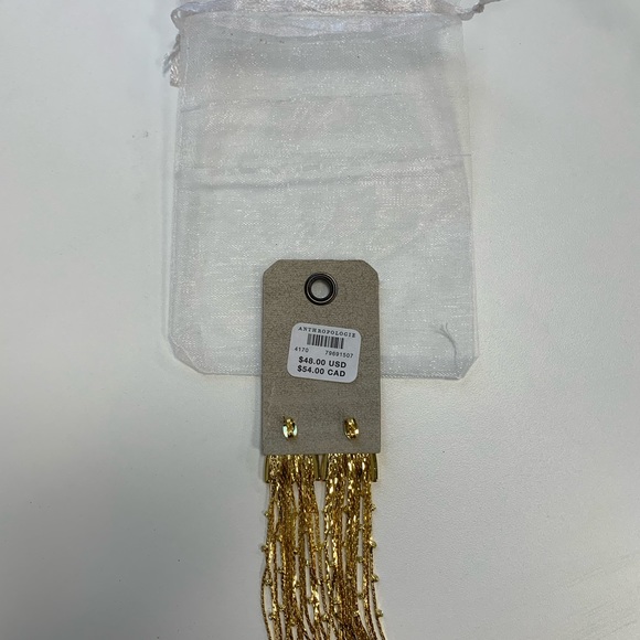 Anthropologie gold tassel statement earrings NWT - Picture 4 of 6